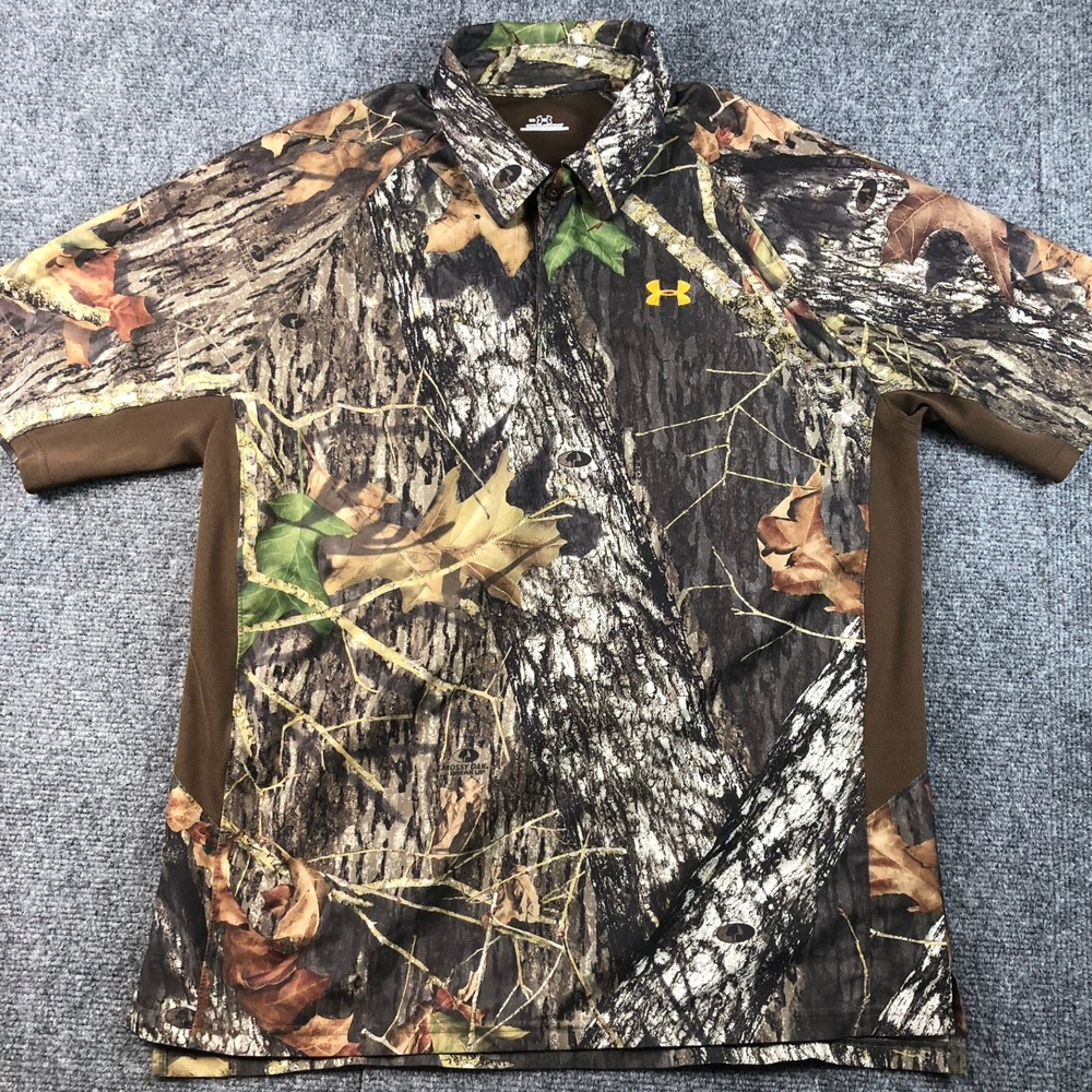 Under Armour Mens Camo Button Short Sleeve Hunting Shirt - Medium MD
